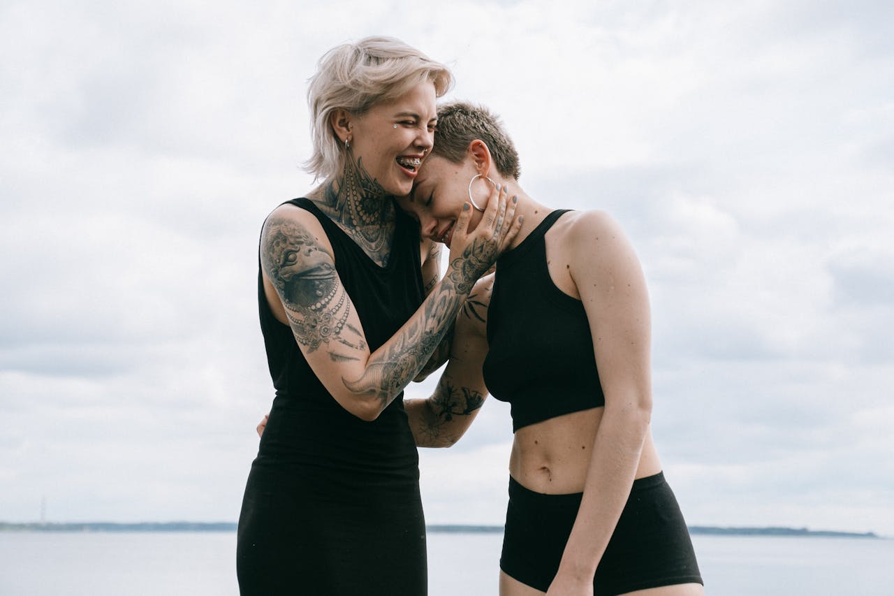 Women Laughing on Beach